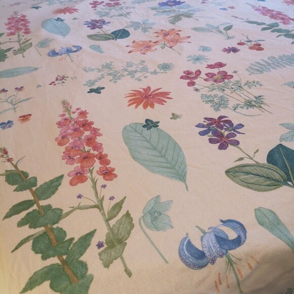 Waverly Second Spring Queen Duvet Cover Pale Yellow Floral Botanical Green Check - Picture 3 of 13